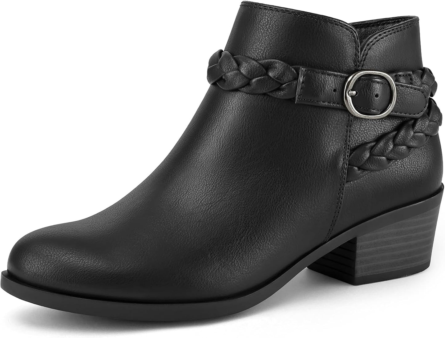 Stylish Women's Ankle Boots with Low Chunky Heel and Zipper