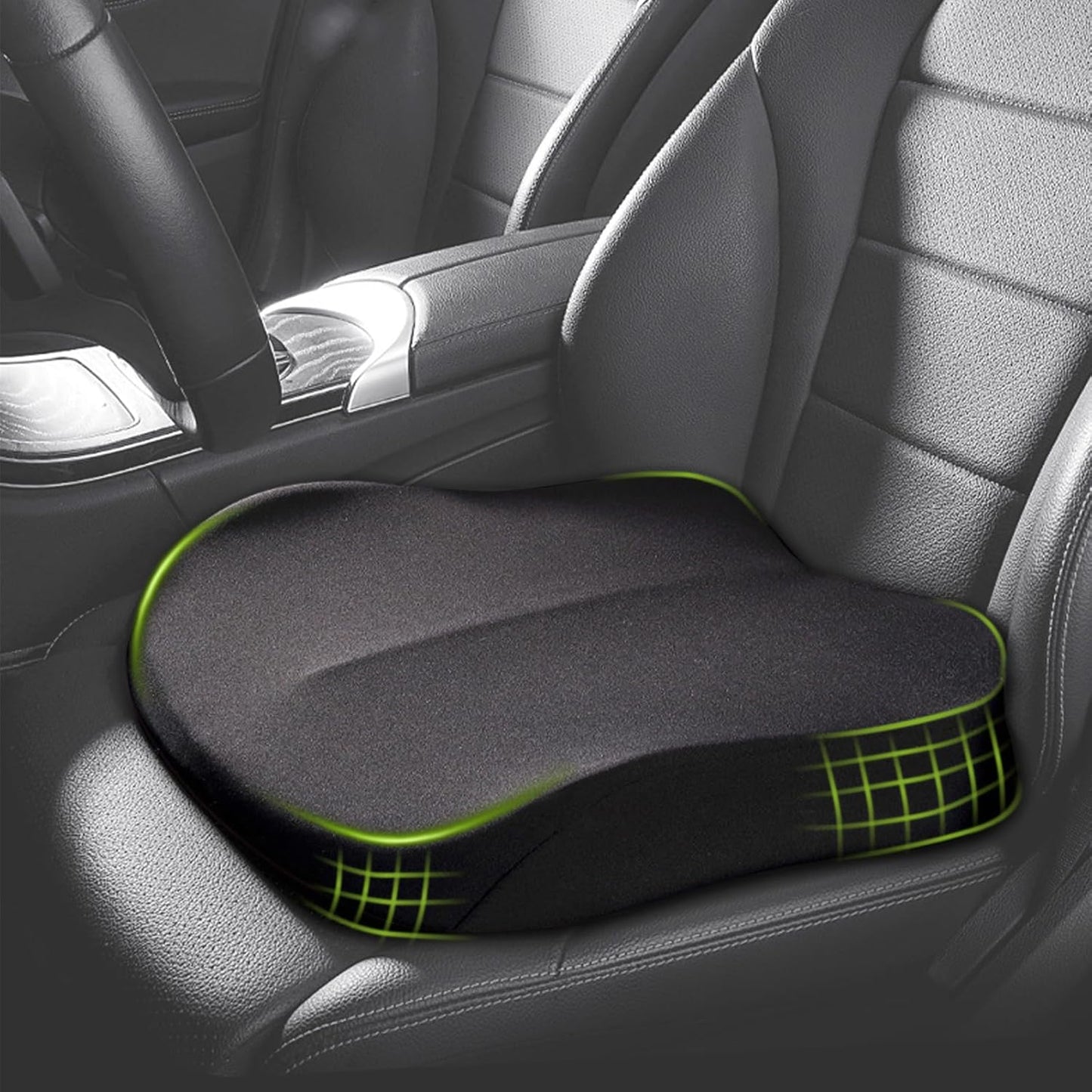 Memory Foam Car Seat Cushion for Short Drivers - Improve Comfort & Visibility!