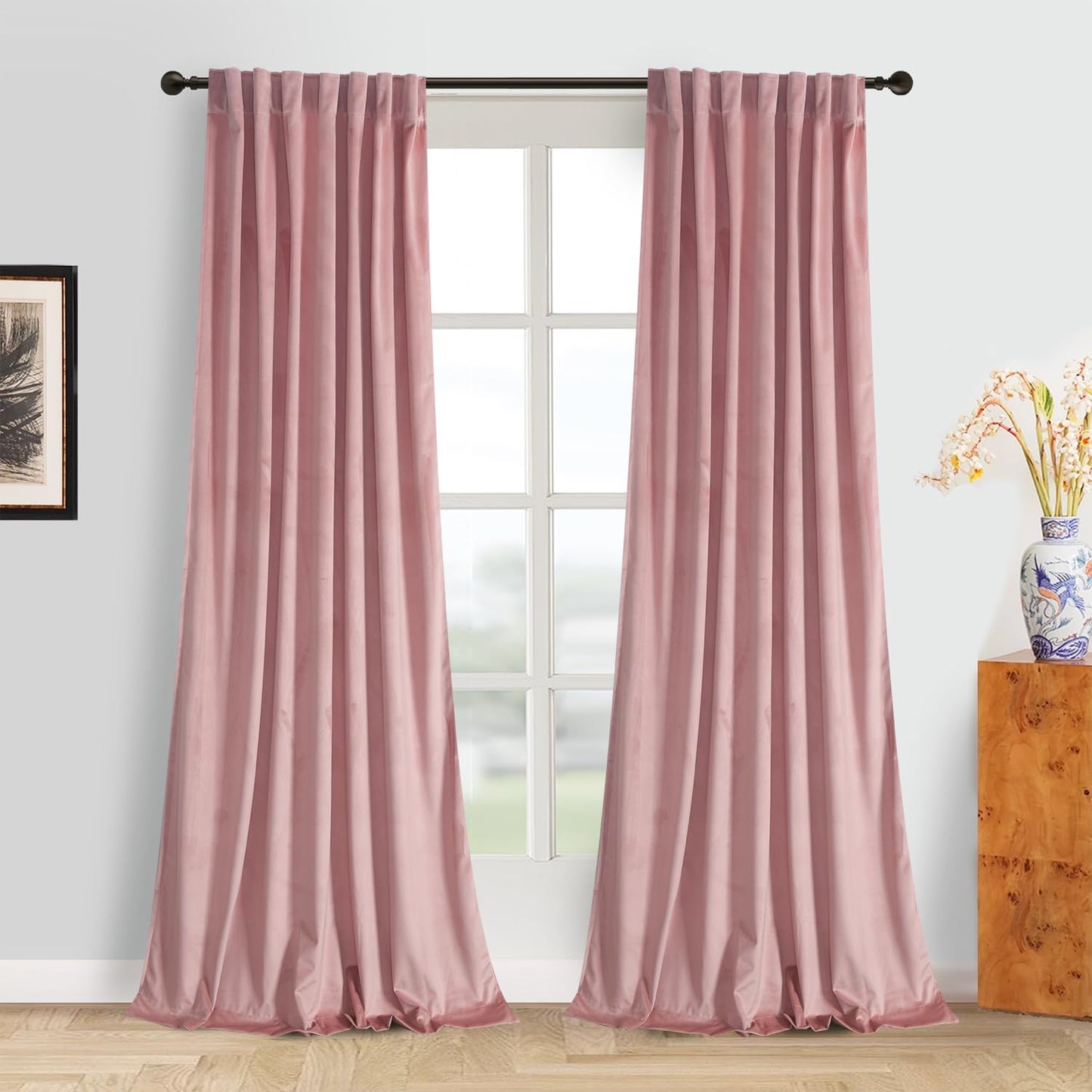 Luxury Soft Dusty Pink Velvet Curtains for Elegant Living Spaces