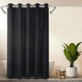Extra Long Black No Hook Shower Curtain 71in x 86in - Snap Liner