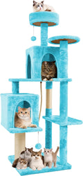 58.5in Peacock Blue Cat Tree Tower Condo - Large Multi-Level