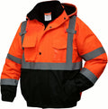 High Visibility Reflective Jacket for Men - Waterproof, Warm Large
