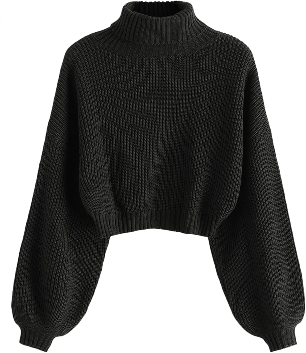 ZAFUL Women's Crew Neck Long Sleeve Pullover Crop Sweater