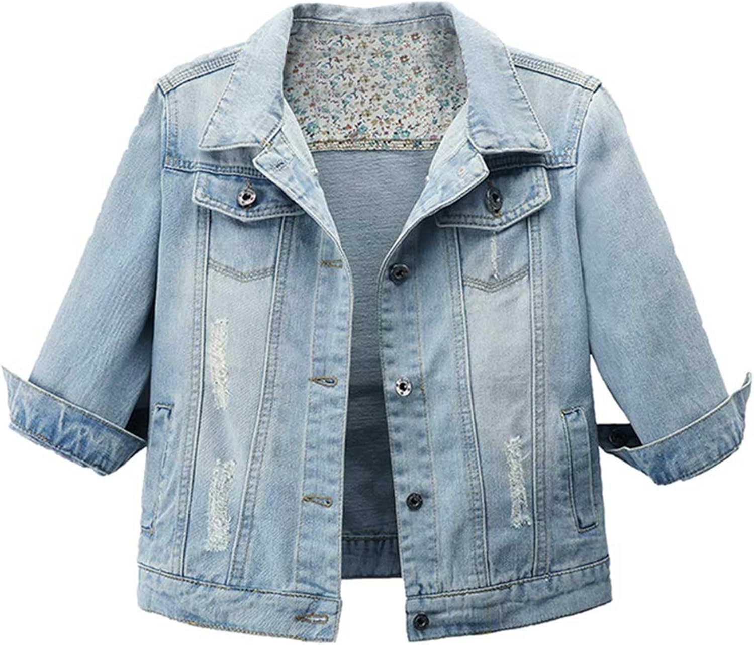 Retro Short Denim Jackets for Women - Stylish Light Blue Coats
