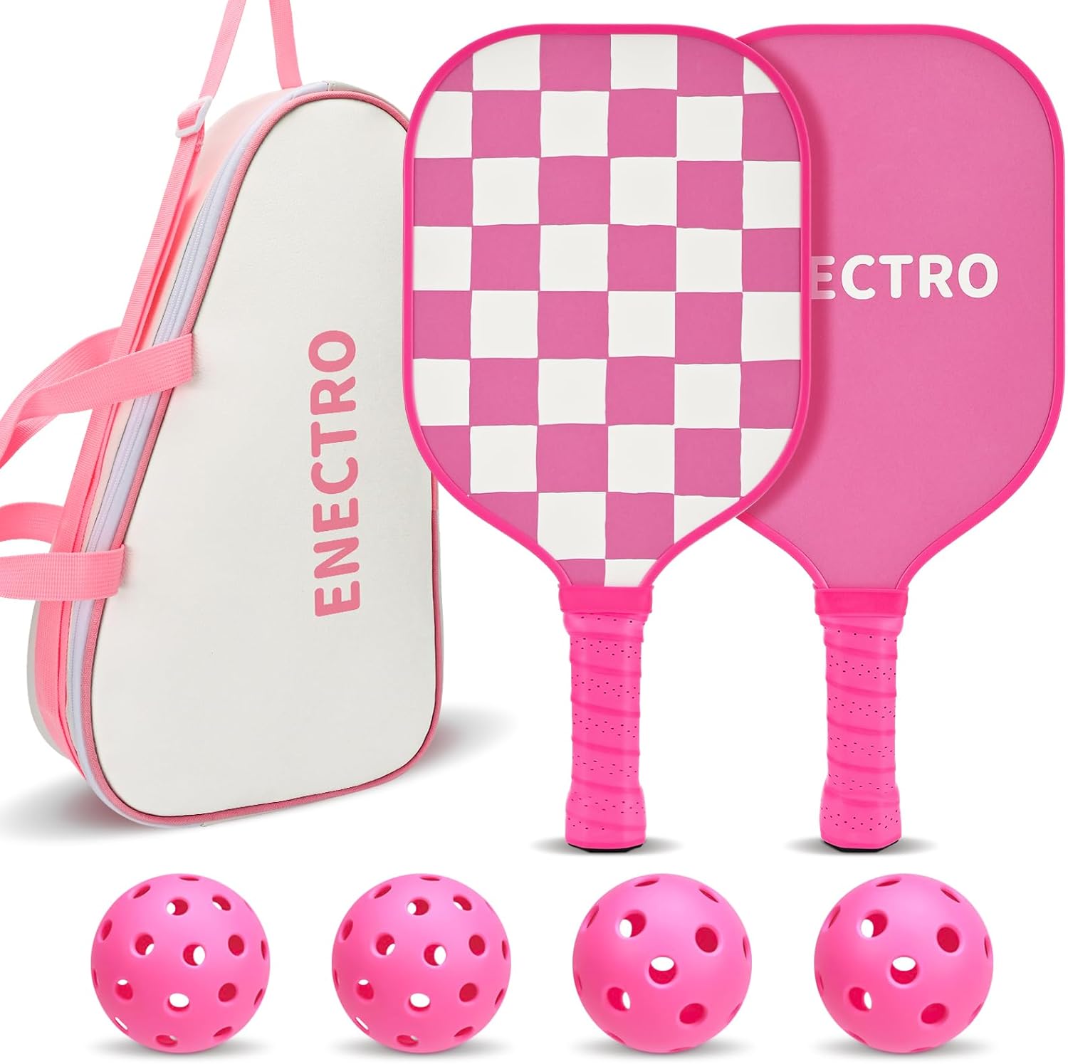 ENECTRO Pink Pickleball Paddles Set for Beginners & Youth