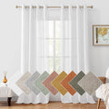 White Linen Sheer Curtains 108 in - Linen Textured Semi Sheer Panels