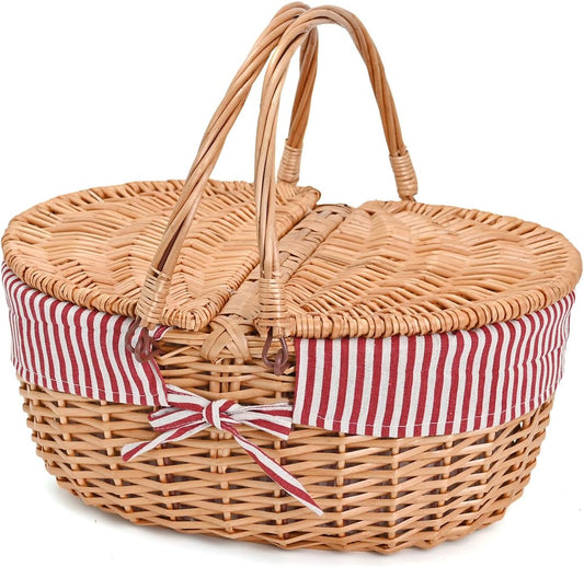 Wicker Picnic Basket with Removable Liner for Outdoor Fun