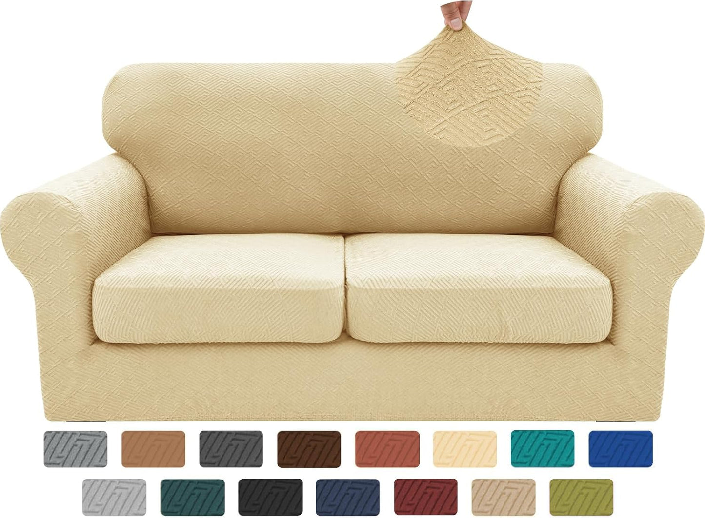 XINEAGE 3 Pieces Couch Covers for 2 Cushion Sofa Slipcover