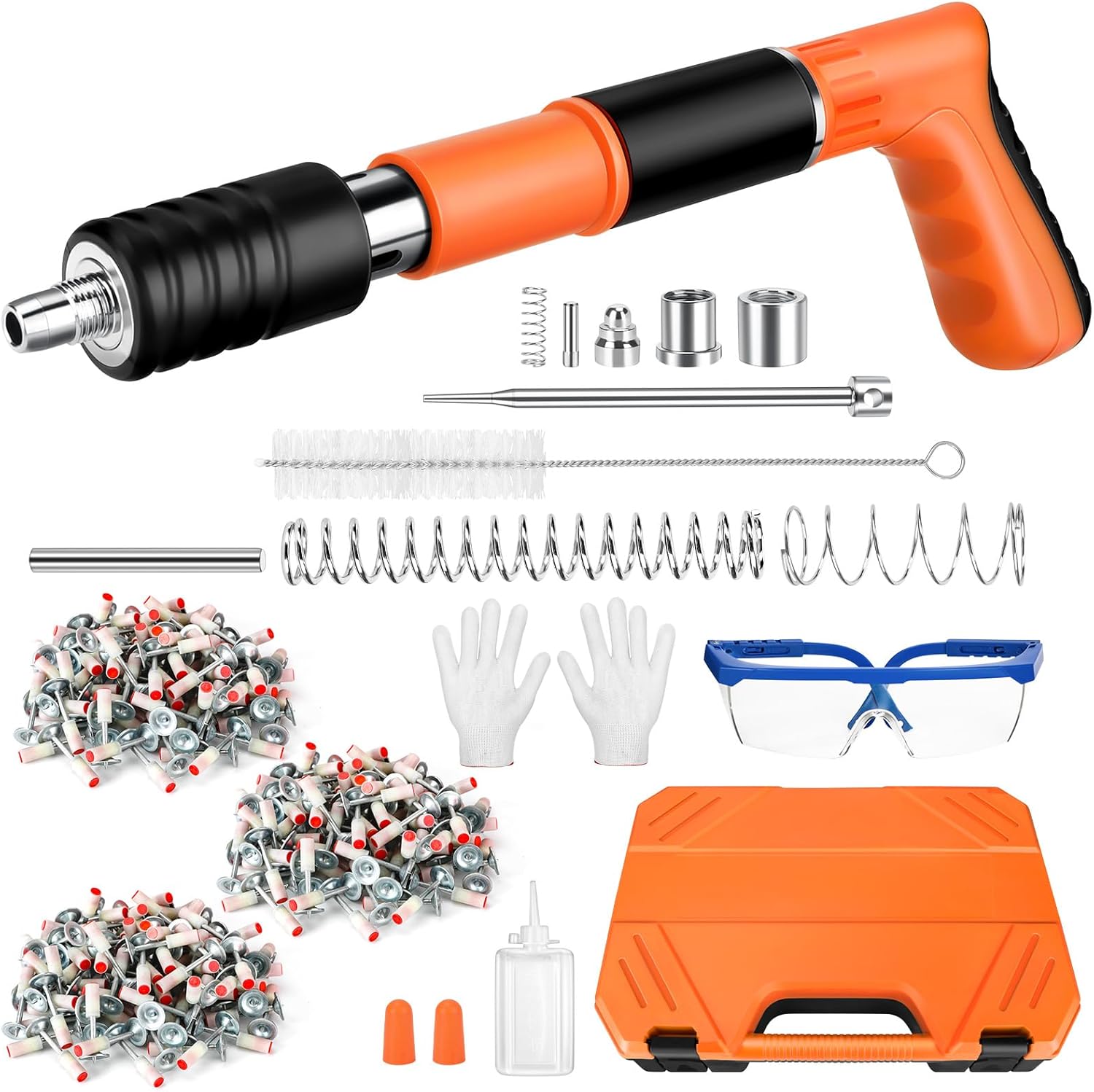 Concrete Nail Gun Kit with 300 Nails for Steel and Concrete