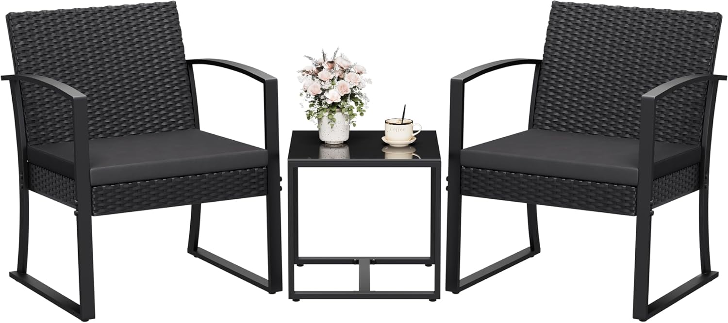 Homall Resin 3 Pieces Patio Furniture Set for Outdoor Comfort