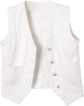 Women's Sleeveless Denim Vest V Neck Button Down - Slim Fit