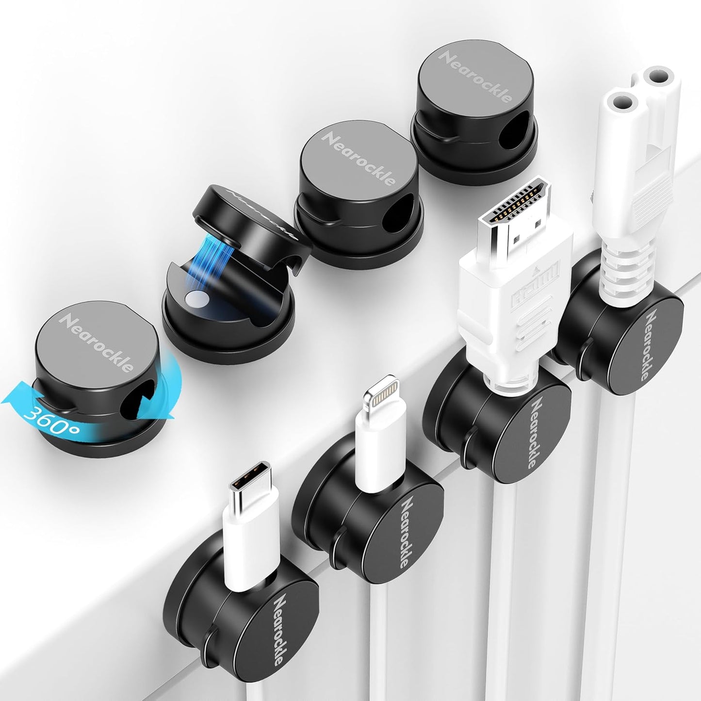 Nearockle Magnetic Cable Clips - Tangle-Free Organization