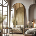 Floor Mirror Oversized Full Length Arched Mirror 81in x 41in - Gold