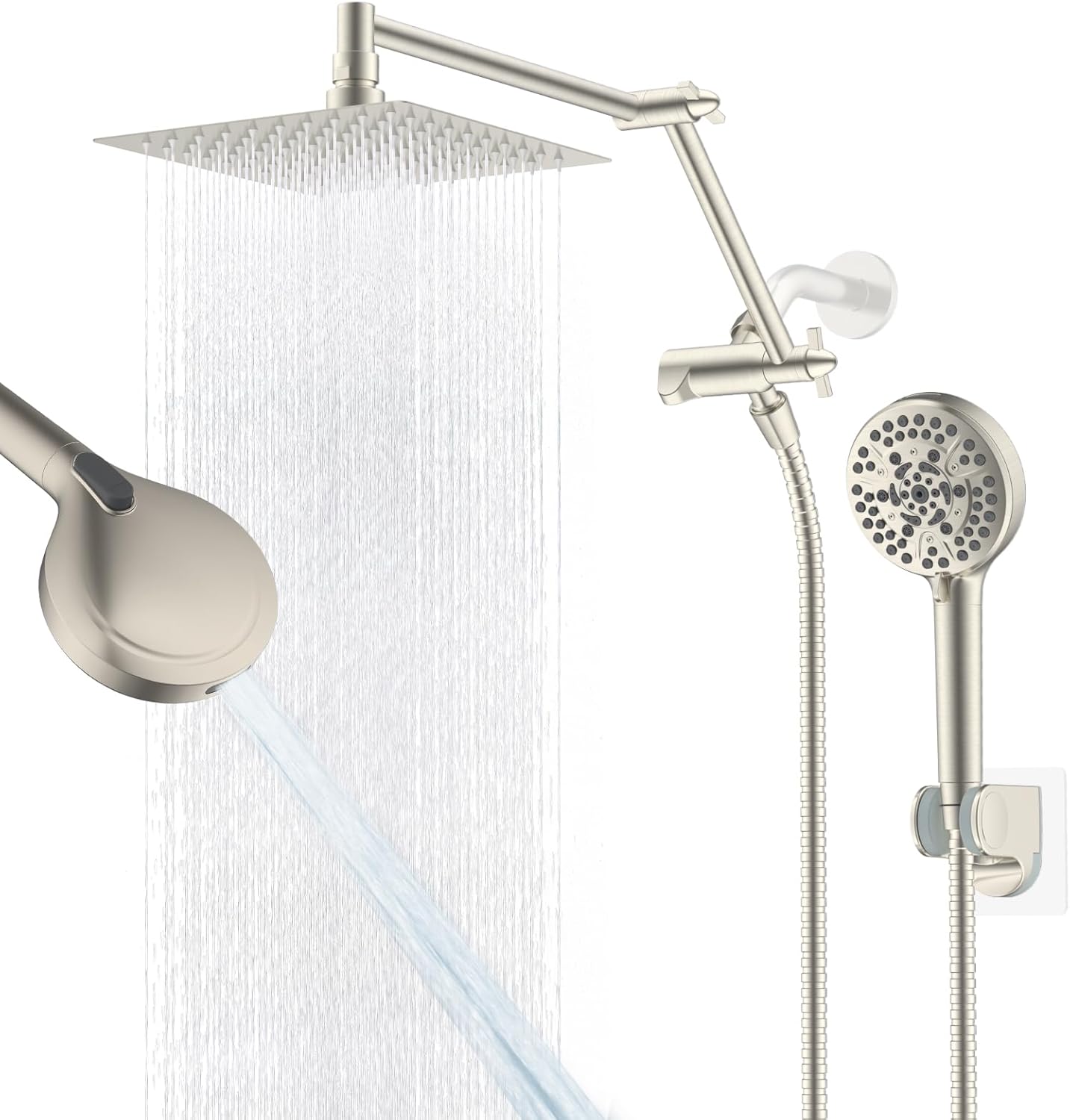 iFealClear 8 High Pressure Rain Shower Head with Handheld Spray