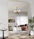 Full Length Mirror 81x41 in with Stand - Gold Domed Top Elegant Floor