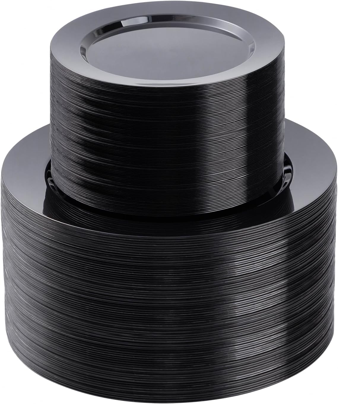 200PCS Black Plastic Plates Set for Elegant Parties and Events