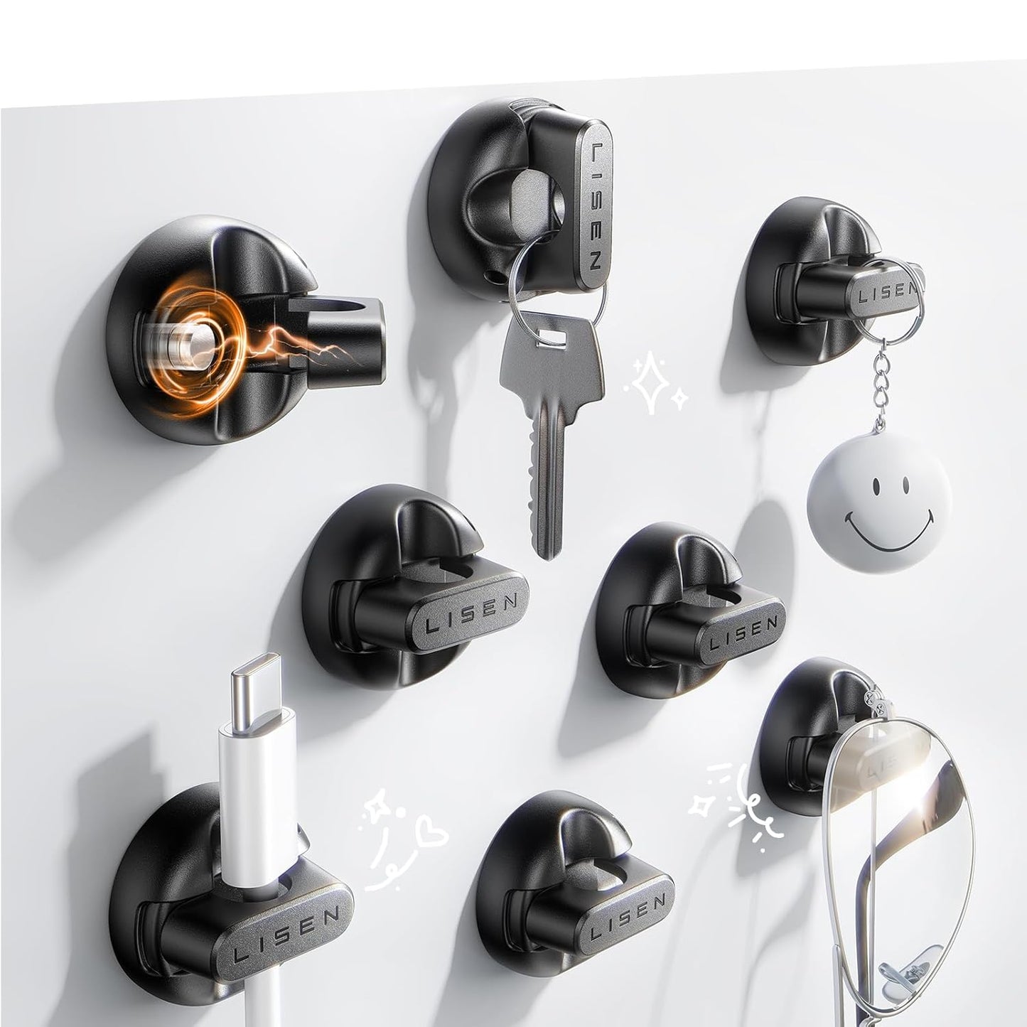 LISEN Magnetic Cable Clips - Stay Tangle-Free!