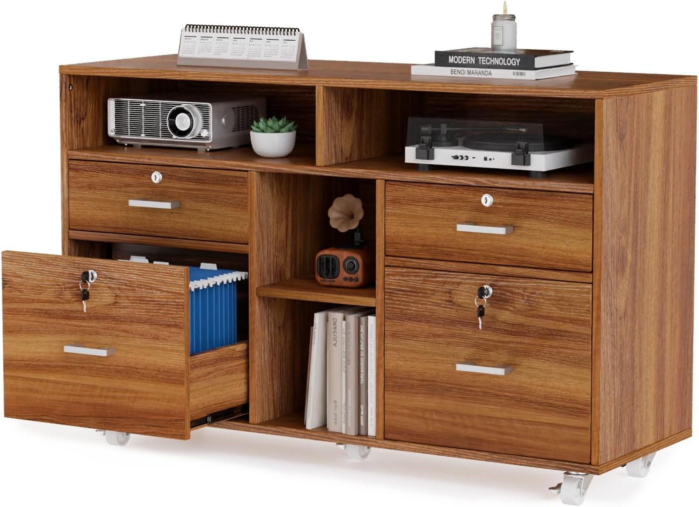 VINGLI Wide 4 Drawer Lockable Rolling File Cabinet for Home Office