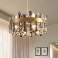 12-Light Modern Crystal Chandelier 2-Tier Gold - Luxe Raindrop Fixture