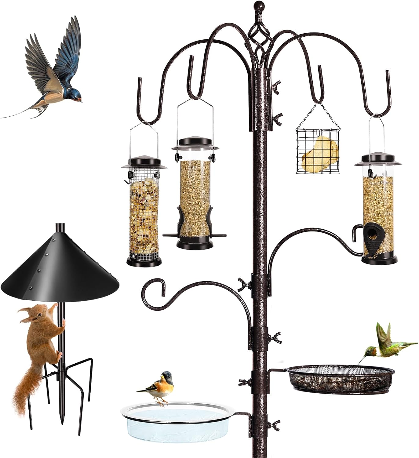 6-Hook Bird Feeding Station Kit for Wild Birds and Nature Lovers