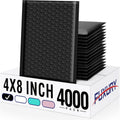 Fuxury Black Bubble Mailers 4x8 in 4000 Pack - Durable Small Padded