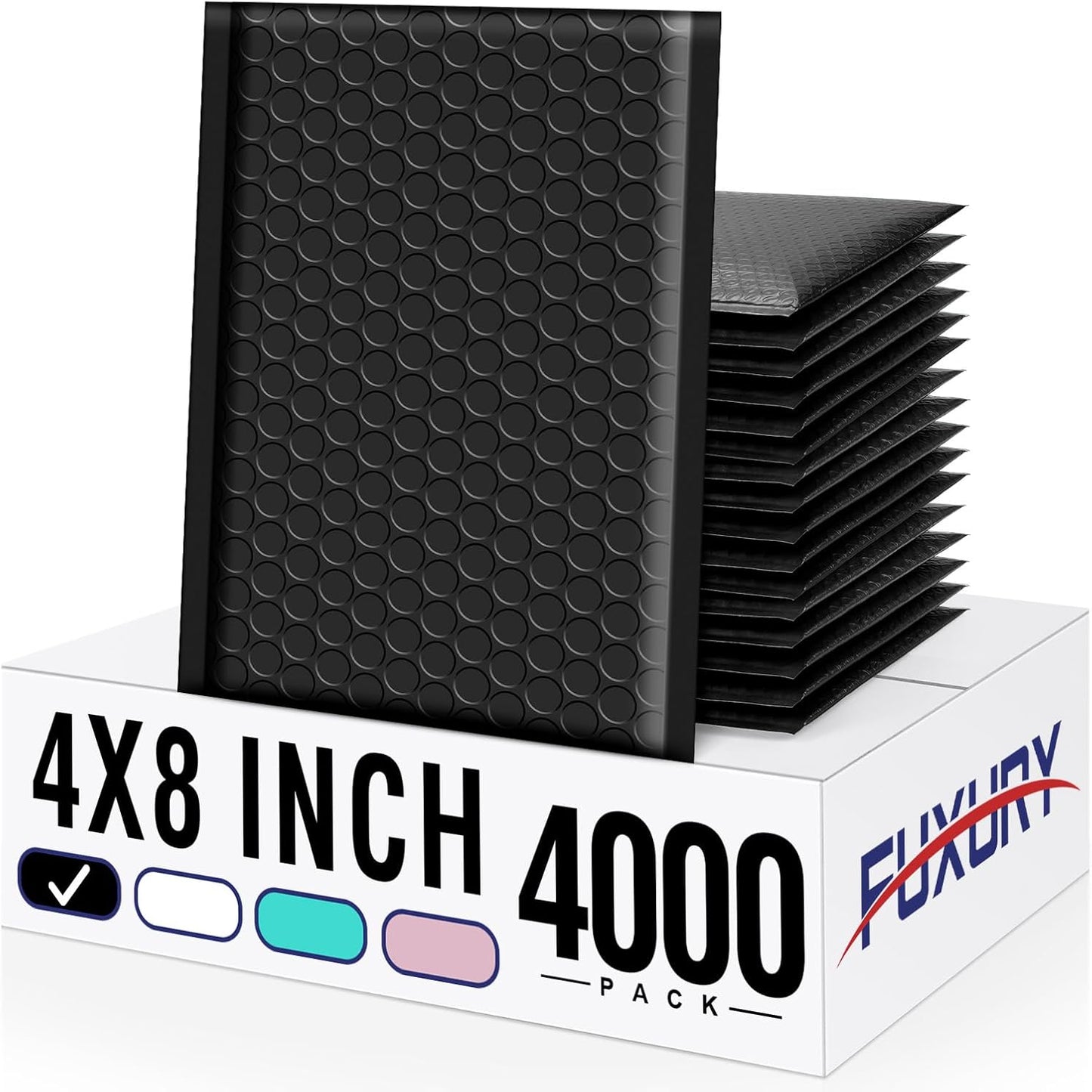Fuxury Black Bubble Mailers 4x8in for Small Business Shipping