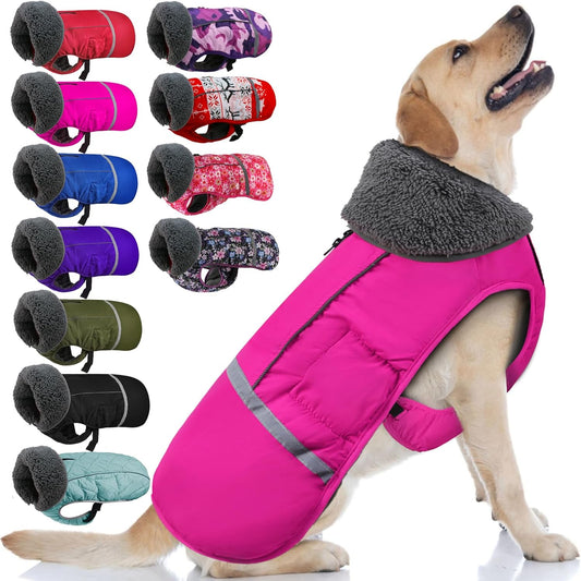 Doglay Waterproof Dog Coat for Cold Weather with Furry Collar