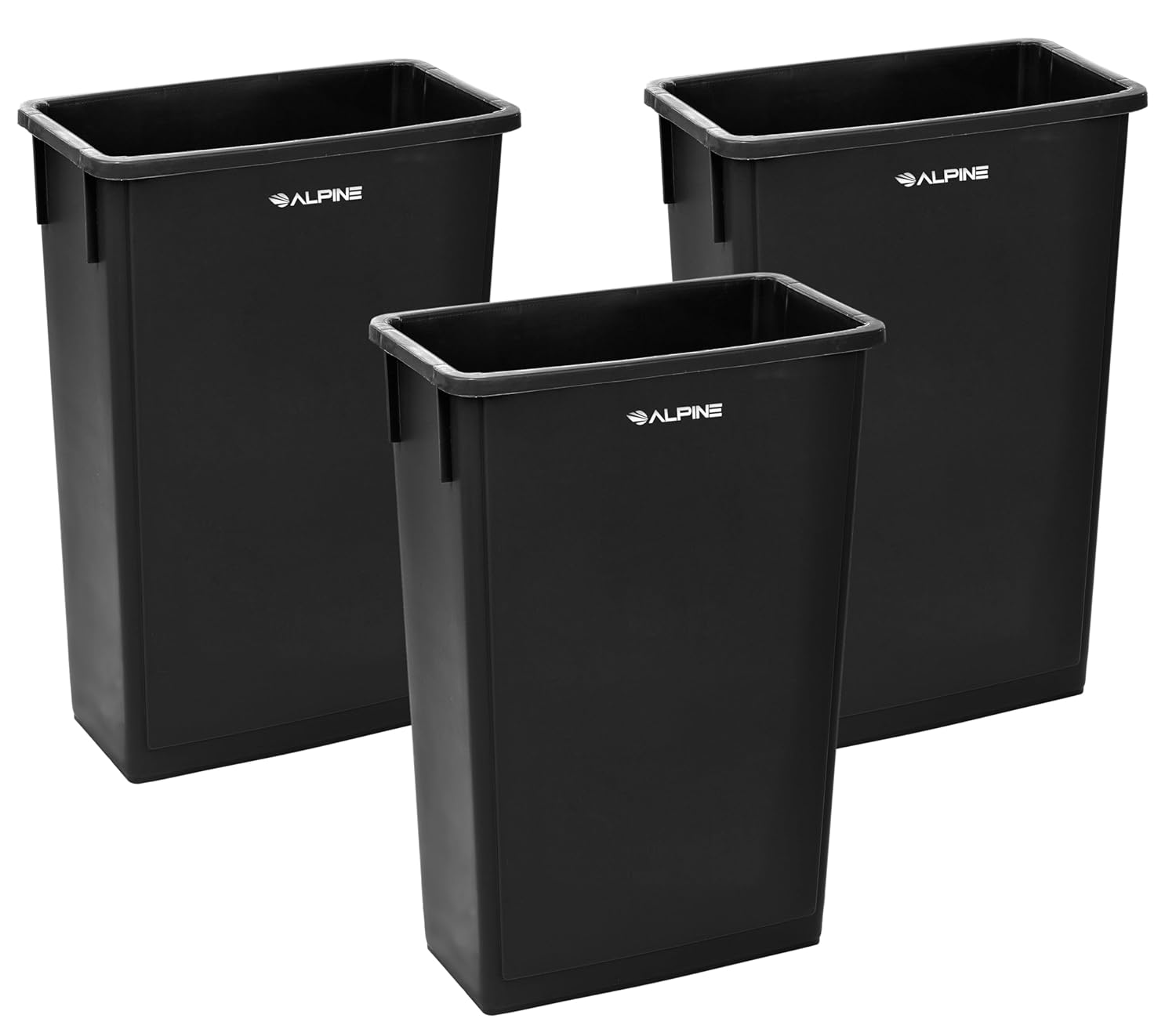 Alpine 23 Gallon Slim Trash Can - Durable Open Top 3 Pack