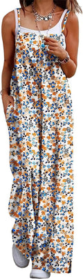 Women's Summer Boho Floral Jumpsuit Wide Leg Overalls - Lightweight in