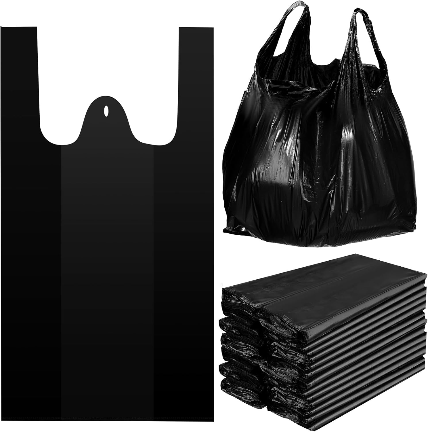 Kisston Jumbo Size Plastic T Shirt Bags - 400 Count Heavy Duty