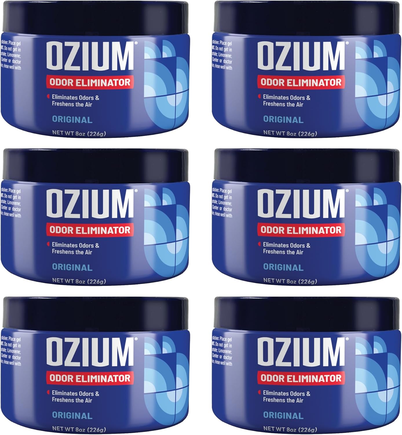 Ozium 8 Oz Odor Eliminating Gel for Homes Cars Offices 6 Pack