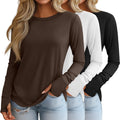 Huukeay 3 Pack Women's Long Sleeve Thumb Hole Tunics - Soft Cotton Fit
