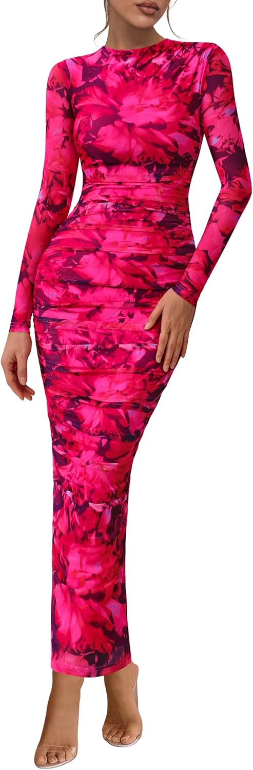 PRETTYGARDEN Women's Long Sleeve Maxi Dress for Fall Events