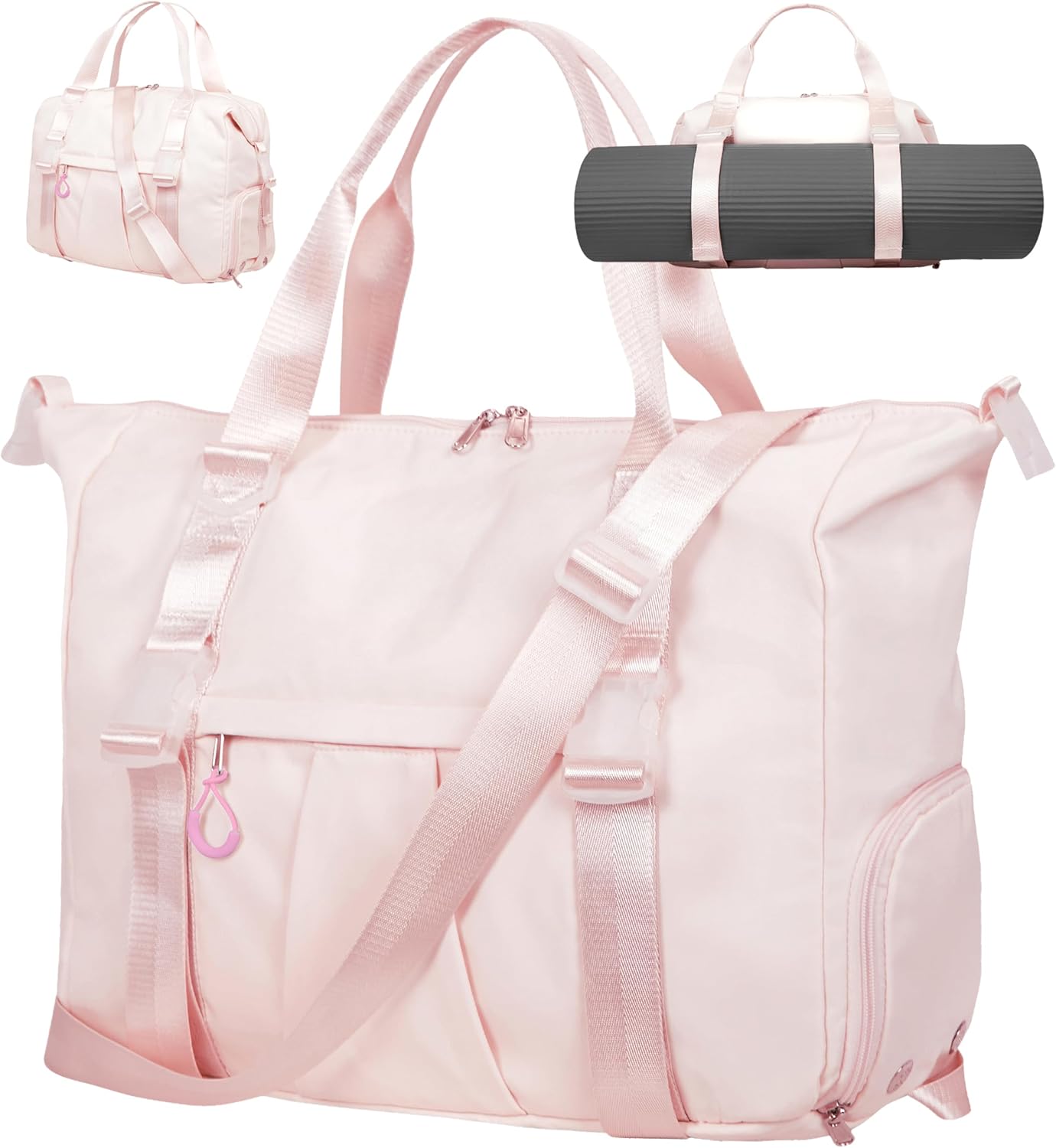 Pink Gym Bag with Yoga Mat Holders - ERTUNA