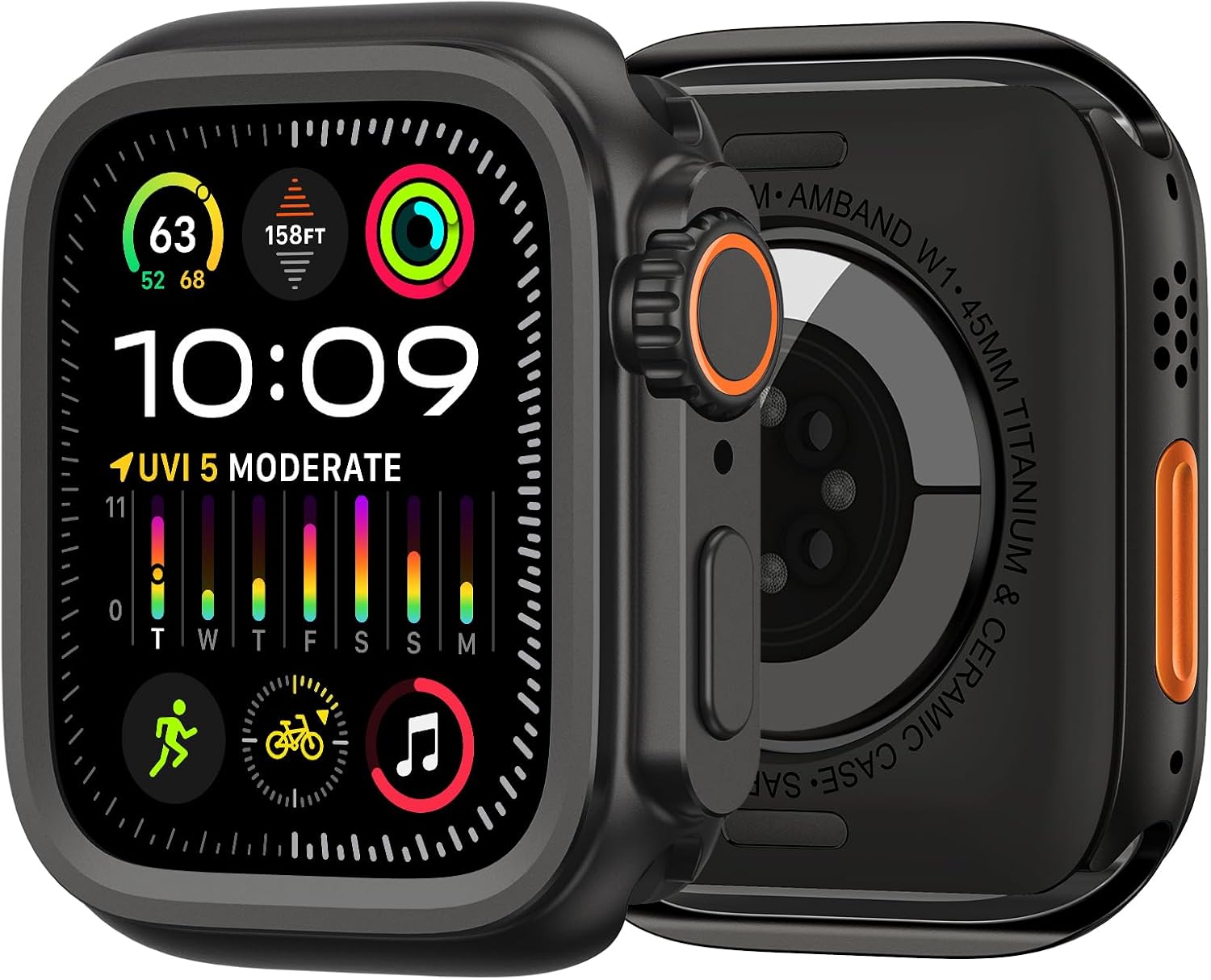 amBand 3-in-1 Metal Case for Apple Watch 45mm - Crown & Back Protection