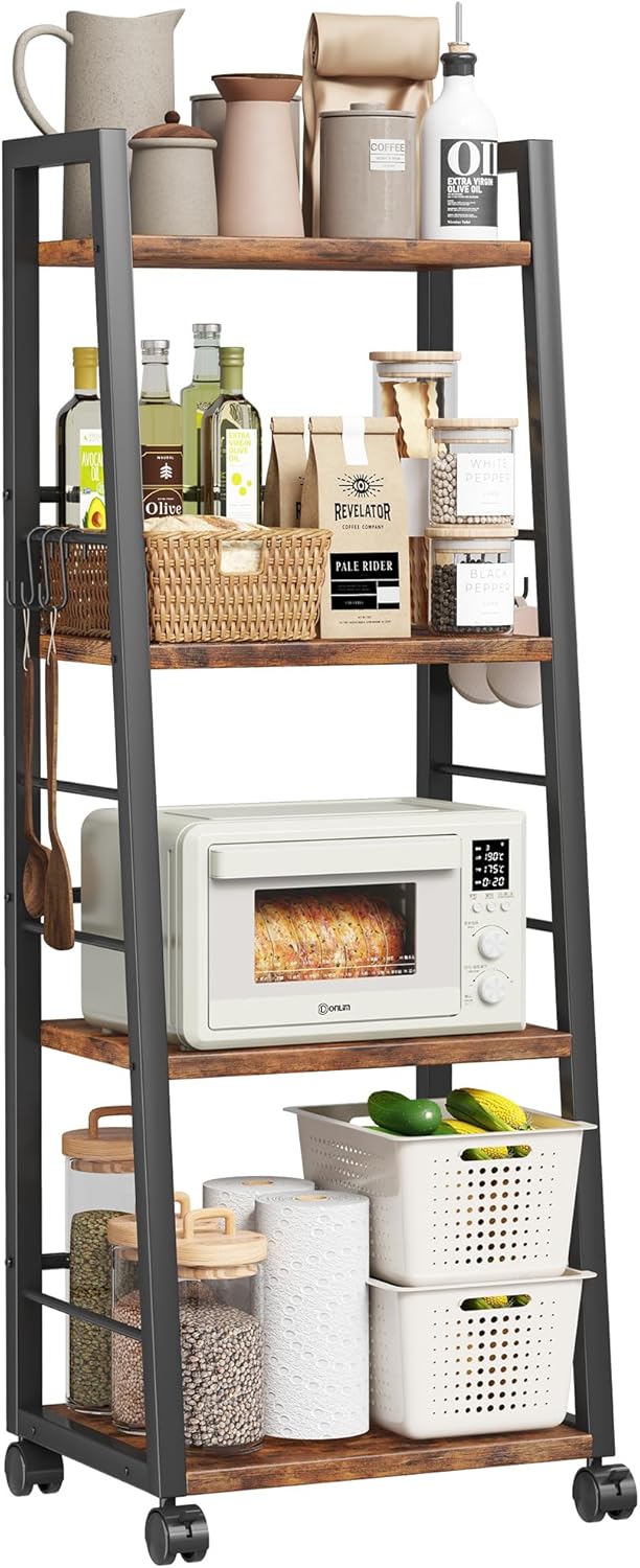 Rustic Brown Kitchen Cart: Organize with Style!