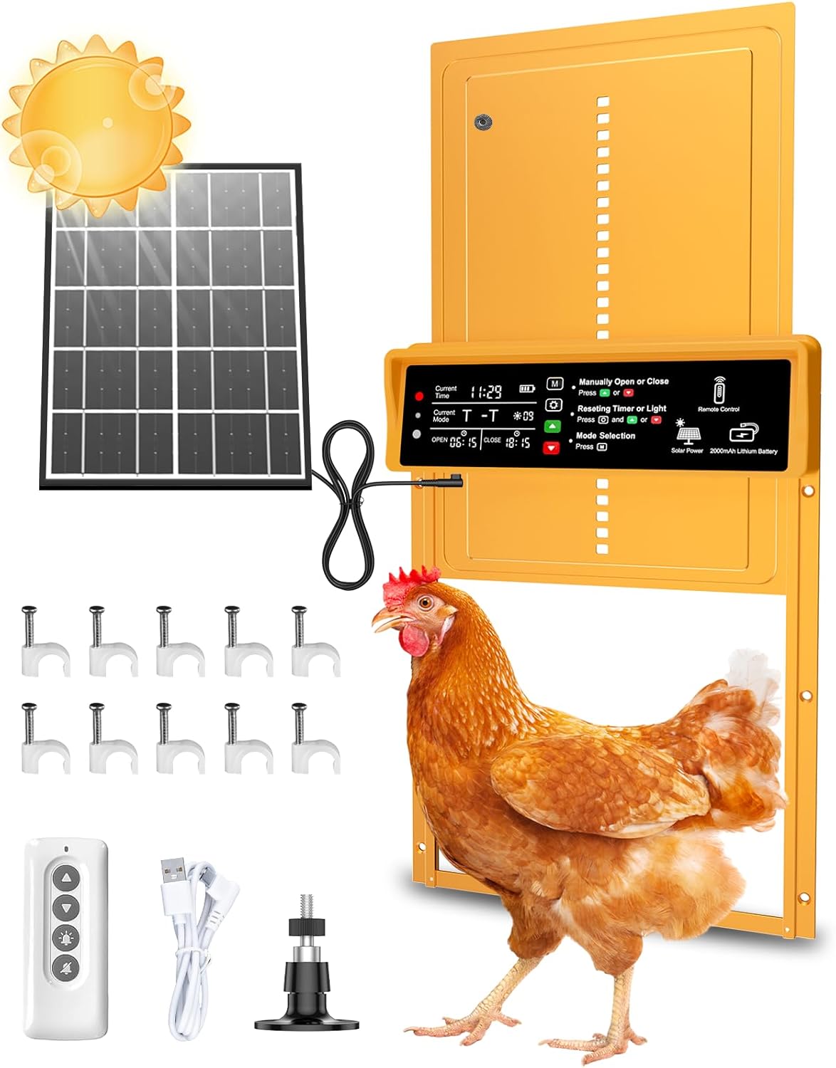 2025 Upgrade 7W Solar Power Automatic Chicken Coop Door