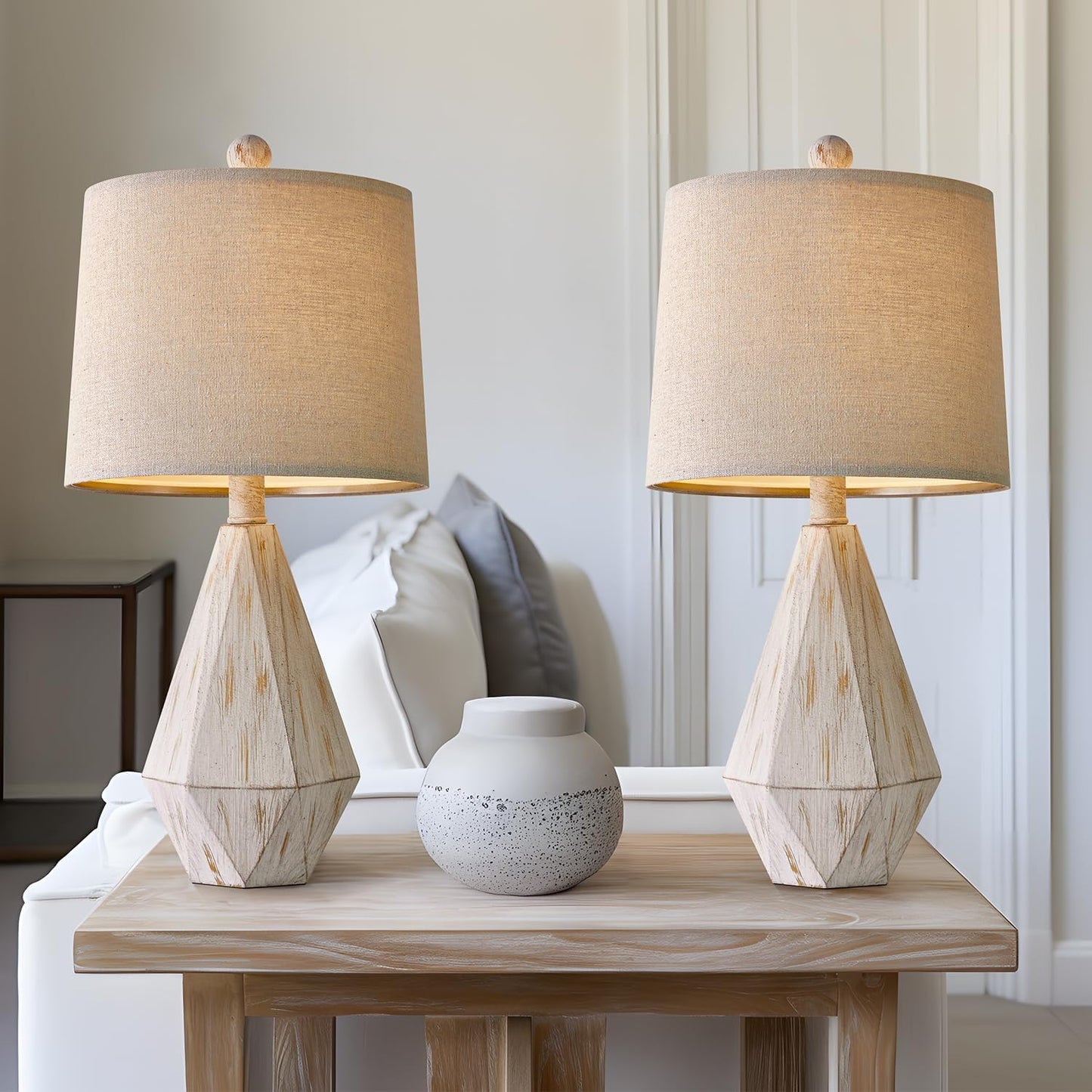 PoKat 20.25 Rustic Table Lamp Set of 2 for Bedroom Living Room