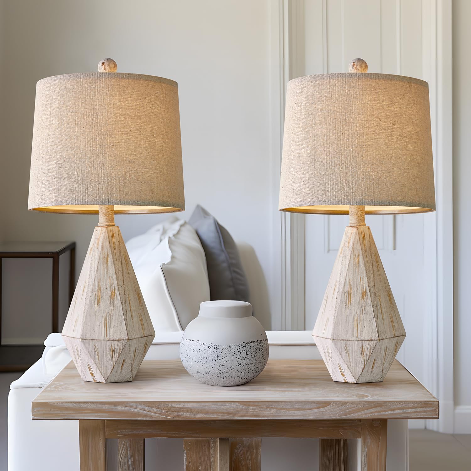 PoKat 20.25 Rustic Table Lamp Set of 2 for Bedroom Living Room