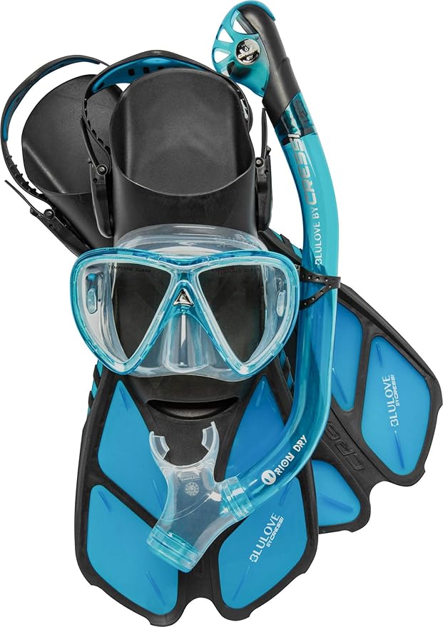 Cressi Bonete Pro Dry Mask Snorkel Fin Combo for Ultimate Diving