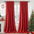 MIULEE Christmas Red Back Tab Blackout Curtains 102 in - Room