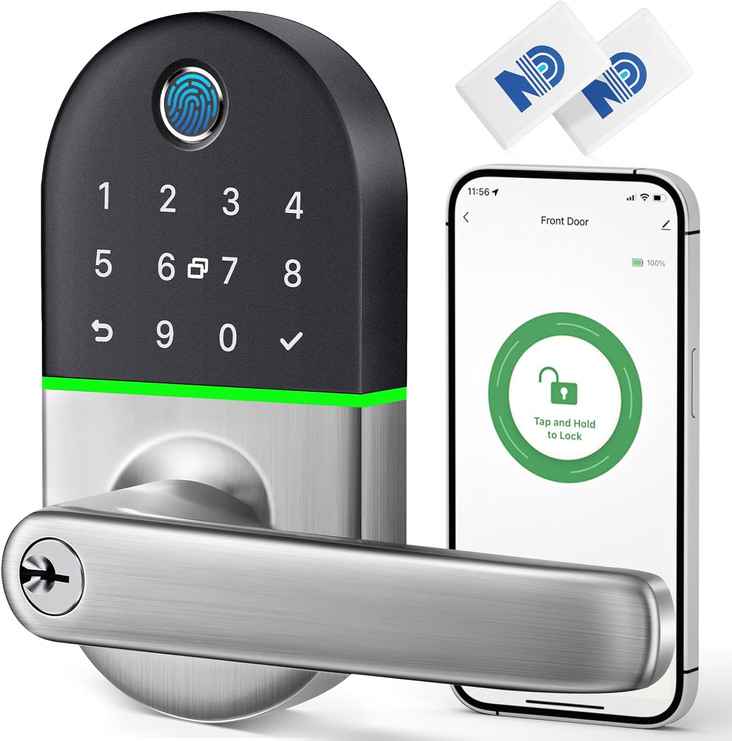 Smart Keypad Door Lock with Handle: Keyless Entry Fingerprint Lock