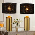 Touch Control Gold Table Lamps Set of 2 - USB A+C, 3-Way Dimmable