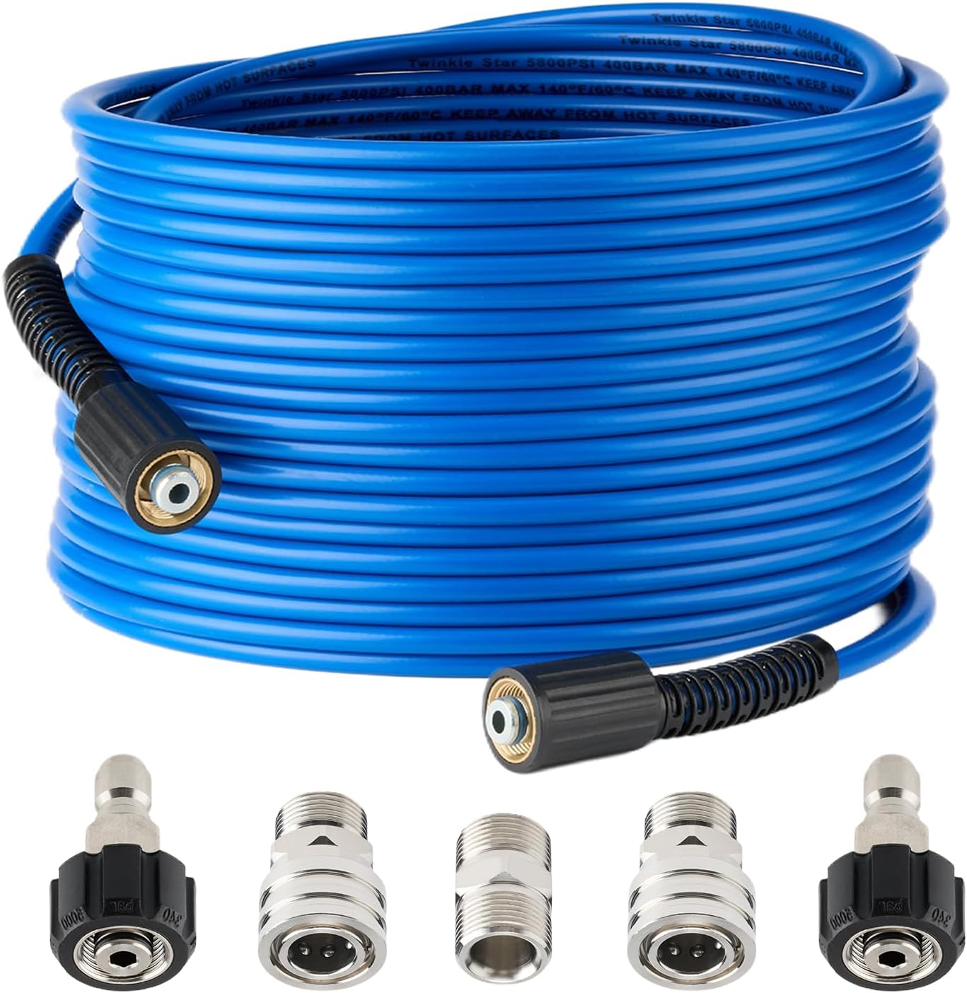 Twinkle Star 100ft Pressure Washer Hose - Kink Resistant & Durable