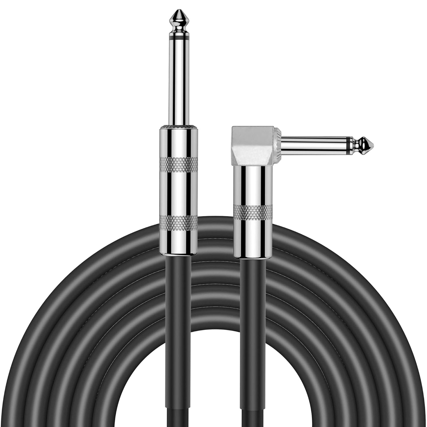 10ft Guitar Cable for Pro Audio, Right Angle to Straight, Black
