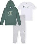 Champion Boys 3-Piece Jogger Set for Kids - Hoodie, Tee & Joggers