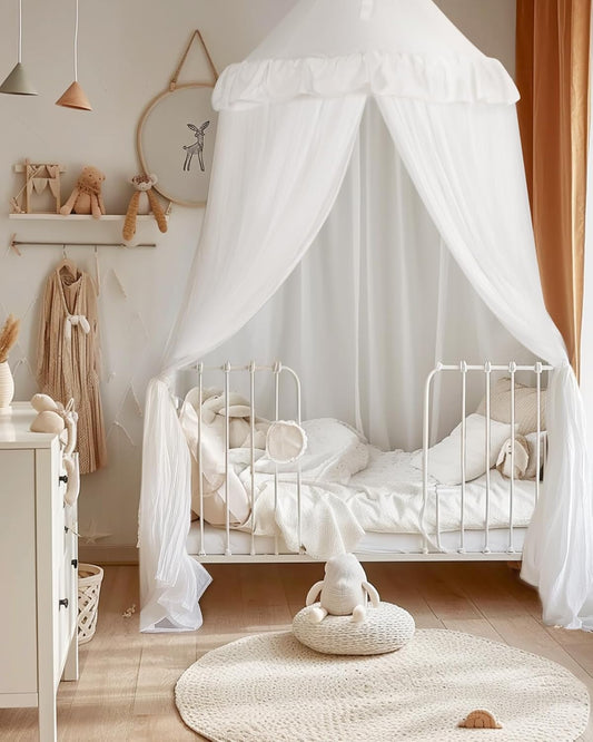 Large Bed Canopy with Star Lights for Girls Room Decor