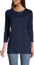 Lands' End Women's 3/4 Sleeve Supima Cotton Crewneck Tunic - Soft cool