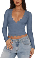 Women's Stylish V-Neck Crop Top by REORIA for a Fashionable Look