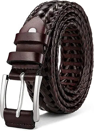 BULLIANT Mens Leather Woven Braided Belts for Casual Wear